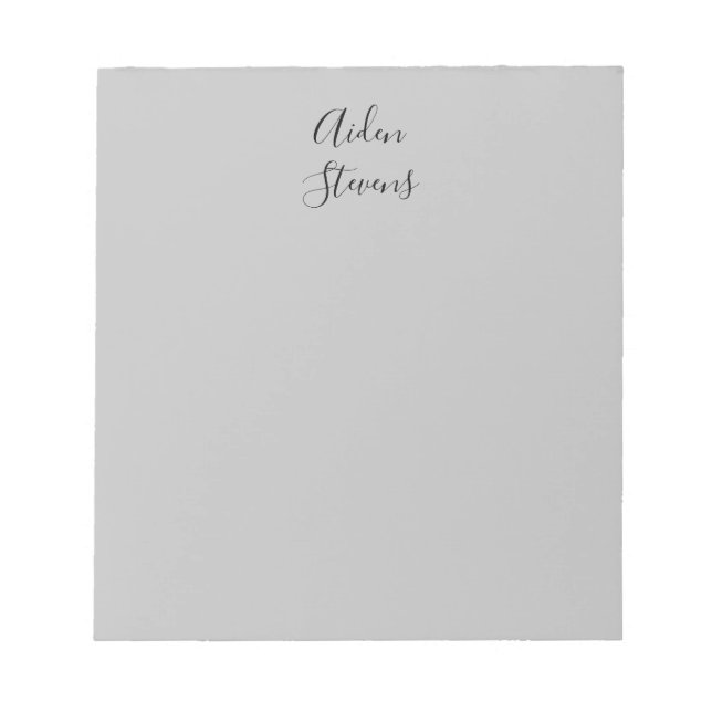 Bloco De Notas Caligrafia Minimalista Cinza Simples Elegante (Frente)