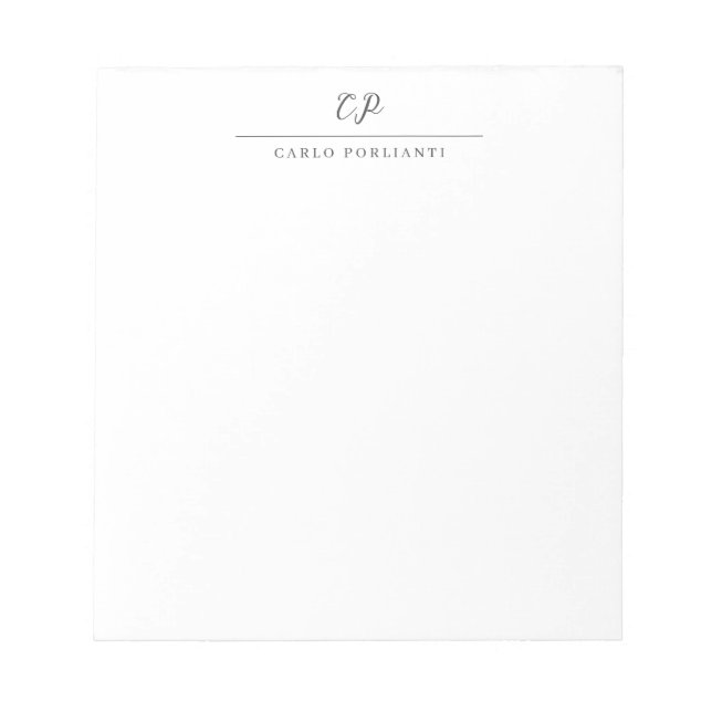 Bloco De Notas Caligrafia Moderna Monogramada Nome Simples e Plan (Frente)