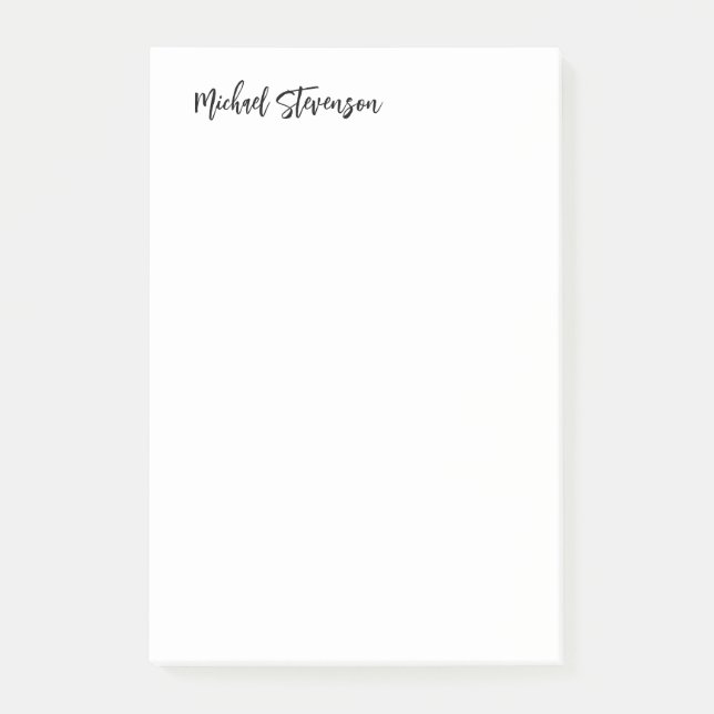Bloco De Notas Caligrafia White Personalizada Simples Moderna Pre (Frente)