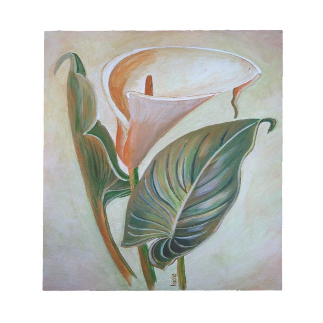 Bloco De Notas Calla Lily Linda Arte Botânica (Frente)