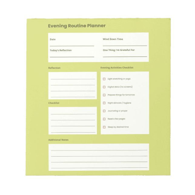 Bloco De Notas Calm Evening Routine Planner (Frente)