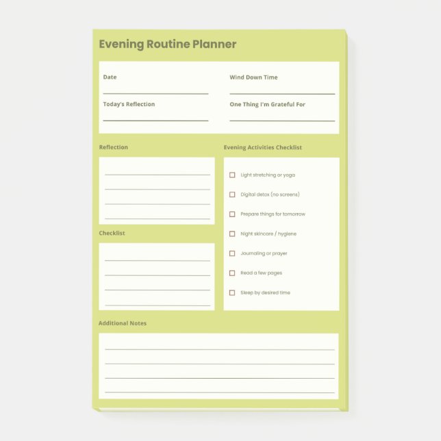 Bloco De Notas Calm Evening Routine Planner (Frente)