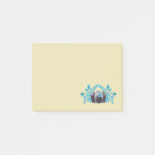 Bloco De Notas Câmera Com Azure Blue Leaves E Borboletas