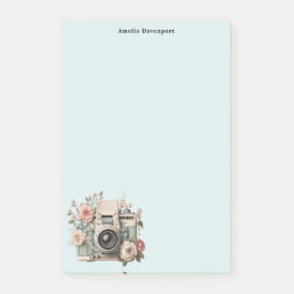 Bloco De Notas Câmera com Imagem Retro Pastel de Flores