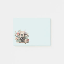 Bloco De Notas Câmera com Imagem Retro Pastel de Flores