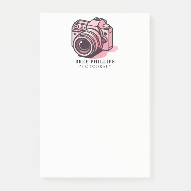 Bloco De Notas Câmera DSLR Rosa Tendência Fotografia Personalizad (Frente)