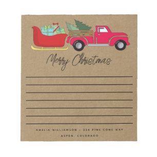 Bloco De Notas Caminhão de Natal Russo e Feliz