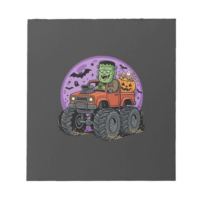 Bloco De Notas Caminhão Monstro Frankenstein Design Gráfico de Ha (Frente)