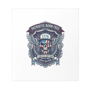 Bloco De Notas Caminhão Monstro Patriótico 1776 Crânio Off Road P
