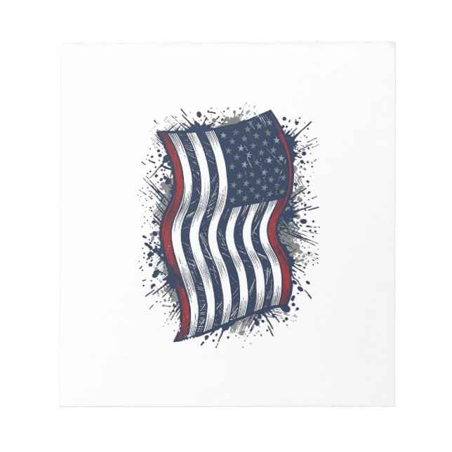 Bloco De Notas Camisa com Design de Bandeira Patriótica Distorcid (Frente)