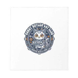 Bloco De Notas Camisa de Arte do Gato Mordomo Robô Amante de Anim