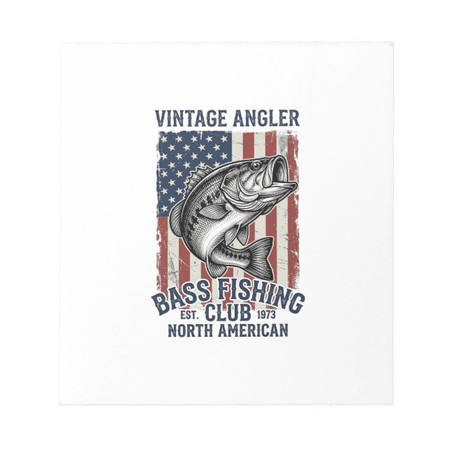 Bloco De Notas Camisa de Design de Bandeira Americana de Pesca de (Frente)