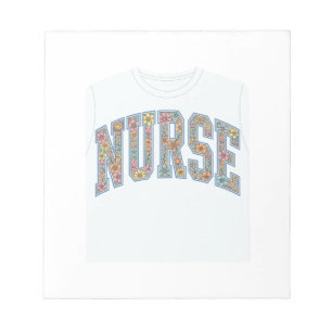 Bloco De Notas Camisa de Enfermeira com Letras de Universidade Fl