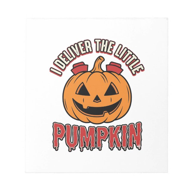 Bloco De Notas Camisa de entrega de Halloween da enfermeira abóbo (Frente)