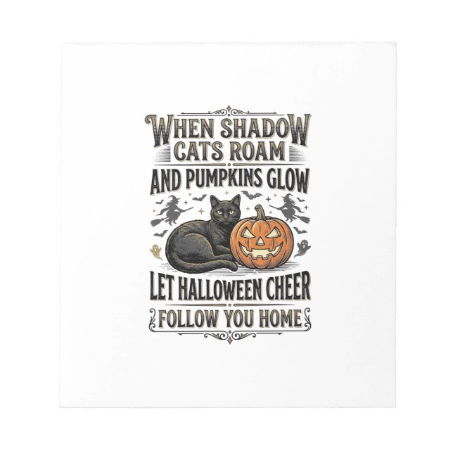 Bloco De Notas Camisa de Gato Preto de Halloween com Gravação de  (Frente)