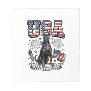 Bloco De Notas Camisa de gravura vintage Patriótico Doberman EUA