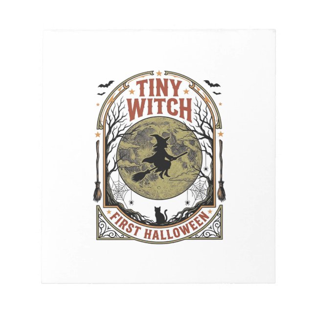 Bloco De Notas Camisa de Halloween de Bruxa Bebê para Primeira Te (Frente)