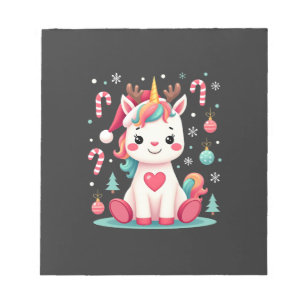 Bloco De Notas Camisa de Natal Fofo Meninas Mulheres Xmas Unicórn