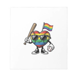 Bloco De Notas Camisa de Orgulho de Beisebol Coração Arco-íris Vi