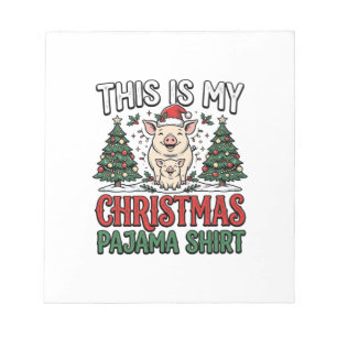 Bloco De Notas Camisa de pijama de Natal Porco Fofo Férias Desenh