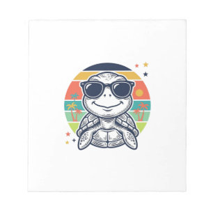 Bloco De Notas Camisa de Praia Óculos de Sol Tartaruga Tropical V