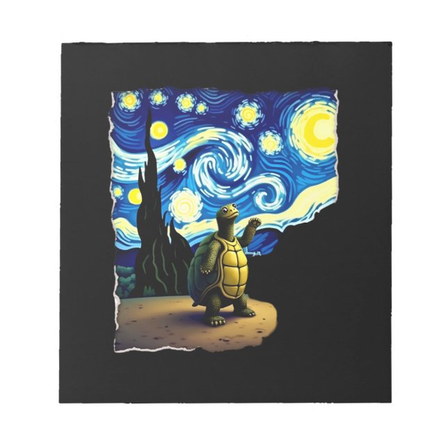 Bloco De Notas Camisa de Tartaruga Artística  Tartaruga Noite Est (Frente)