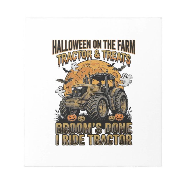 Bloco De Notas Camisa de Trator de Halloween Camisa de Bruxa Dive (Frente)