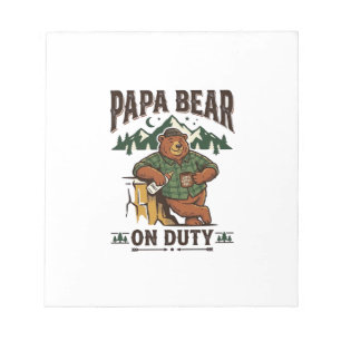 Bloco De Notas Camisa do Dia do Pai Urso Papa De Plantão Animal E