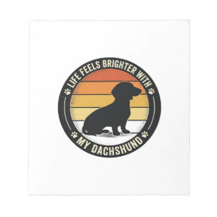 Bloco De Notas Camisa do Pôr do Sol Dachshund Design Vintage Aman