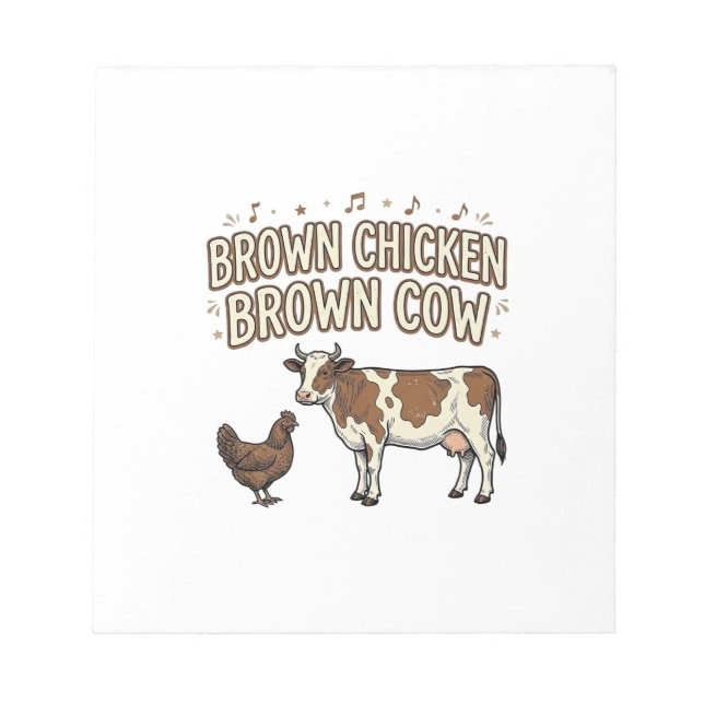 Bloco De Notas Camisa engraçada de fazenda Brown Chicken Brown Co (Frente)
