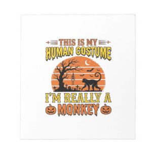 Bloco De Notas Camisa engraçada de macaco humano no Halloween Des