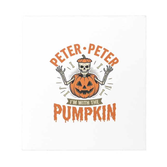 Bloco De Notas Camisa engraçada do esqueleto de Halloween Peter P (Frente)