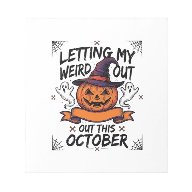 Bloco De Notas Camisa Estranha de Halloween Com Fantasmas de Abób (Frente)