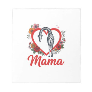 Bloco De Notas Camisa Floral Vintage Girafa Mamãe Coração Design_