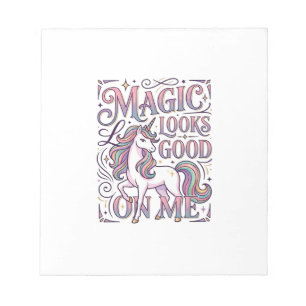 Bloco De Notas Camisa Gráfica da Magia do Unicórnio Fica Bem em M