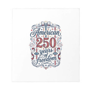 Bloco De Notas Camisa Patriótica 250 Anos de Liberdade Americana
