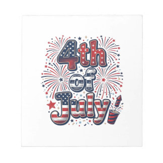Bloco De Notas Camisa Vintage de Fogos de Artifício Patrióticos d