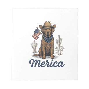 Bloco De Notas Camisa Vintage Merica Cowboy Dog Bandeira American