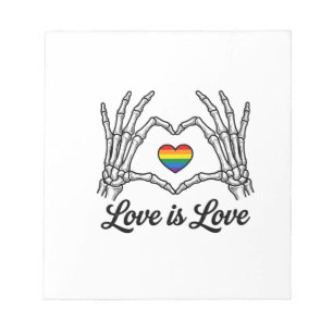 Bloco De Notas Camiseta Amor é Amor Coração Arco-íris Mãos de Esq