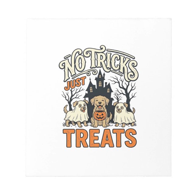 Bloco De Notas Camiseta Cachorro Fantasma Halloween Sem Truques S (Frente)