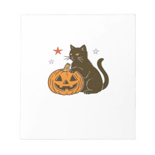 Bloco De Notas Camiseta Clássica de Gatinho de Halloween Doce e A