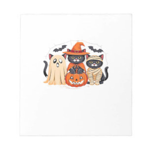 Bloco De Notas Camiseta Clássica Gato Abóbora Fantasma Bonito Hal
