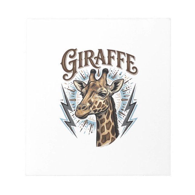 Bloco De Notas Camiseta com desenho de girafa e relâmpago gravado (Frente)