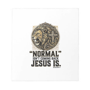 Bloco De Notas Camiseta Cristã Cruz do Leão Jesus Está Voltando