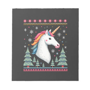 Bloco De Notas Camiseta de Unicórnio Tricotado Tema de Natal (