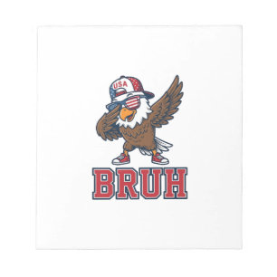 Bloco De Notas Camiseta Desenho de Águia Patriótica Bruh Vintage