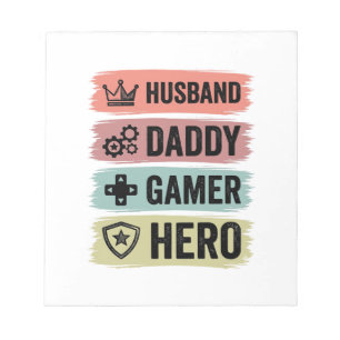 Bloco De Notas Camiseta Geométrica Vintage Marido Papai Gamer Her