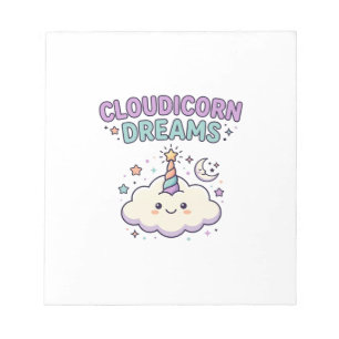 Bloco De Notas Camiseta Gráfica da Moda Sonhos de Cloudicorn Unic