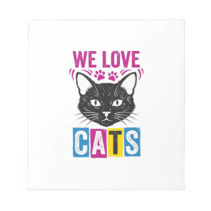 Bloco De Notas Camiseta Gráfica de Gato Cara de Gato Vintage Nós 