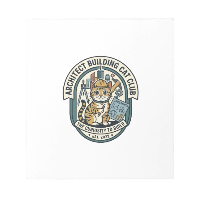 Bloco De Notas Camiseta Gráfica de Gato de Arquiteto Construindo  (Frente)